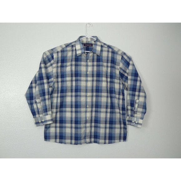 J. G. HOOK Mens Shirt XL Long Sleeve Button Up Plaid Blue White - Picture 3 of 8